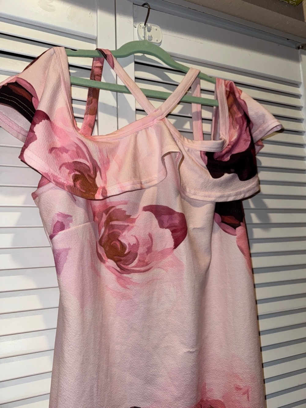 Pink Floral Ruffle Off-Shoulder Dress - Picture 3 of 4